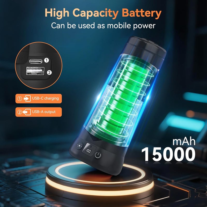 Dimgogo Rechargeable Camping Light with Stand 7 ft Max Height, 15000mAh Portable Cordless LED Work Light, 5500 Lumen 6500/4500/3500K Dimmable Emergency Flashlight with Detachable Tripod, Black - Image 2